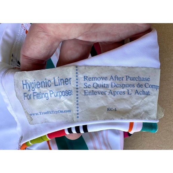 LOFT Beach Swimsuit Size 4 Striped One Piece Halter Shelf Bra V Neck New… - Picture 11 of 12